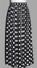 VTG INGROUPLTD Large Black  White Polka Dots Wide Elastic Waist Skirt Wms 6 USA