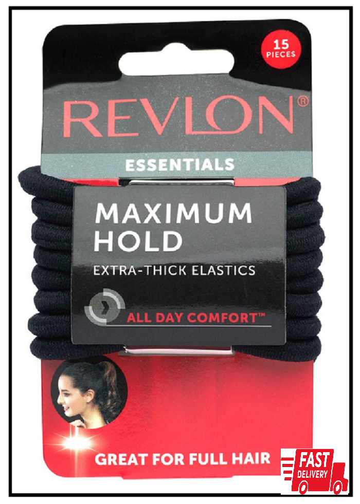 Revlon Extra Thick Black Hair Ties 15-Pack Strong Hold Elastics-image