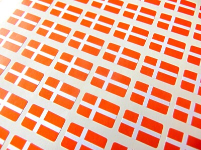 64 Stück kleine Mini 20x12 mm Dänisch Dänemark Flagge Aufkleber, Klebeetiketten