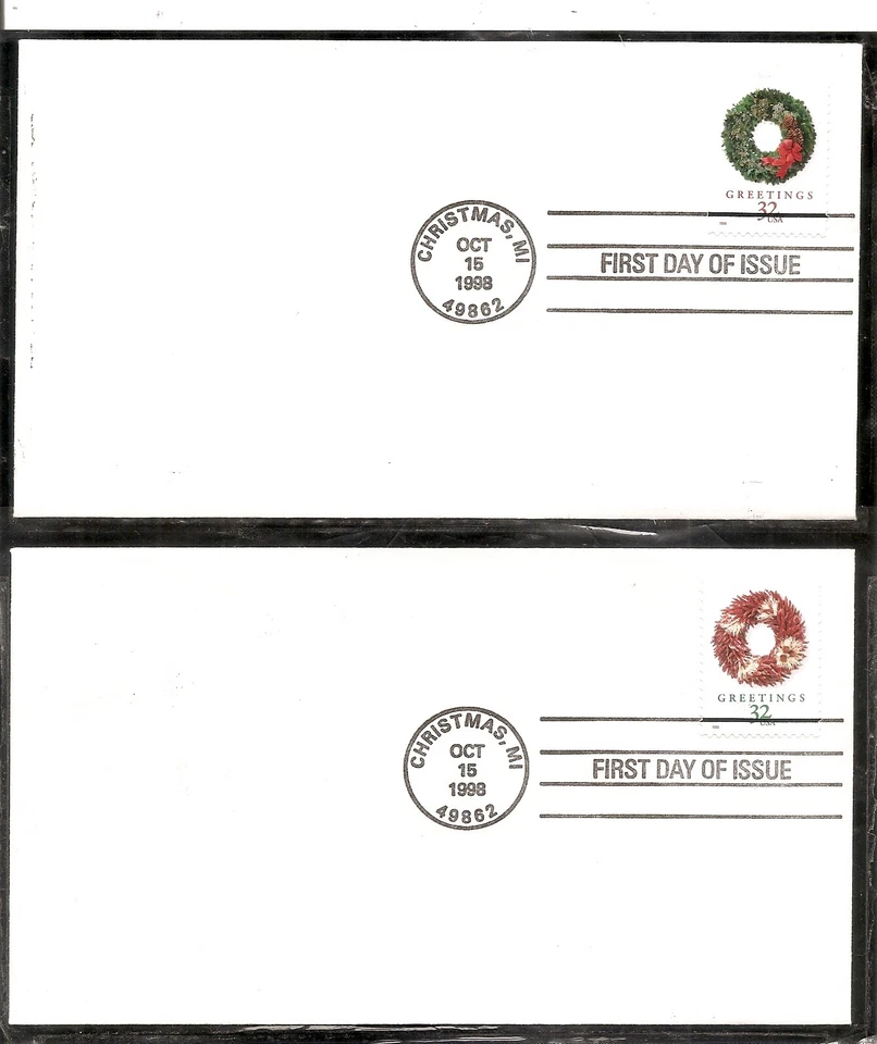US SC # 3245-3248 Christmas Wreath FDC. No Cachet - Image 2 of 2