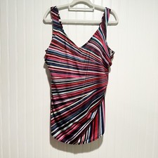 Swimsuits For All Striped One Piece Swimsuit Plus Size 22