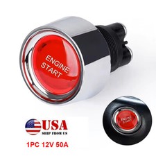 1*Car Illuminated Engine Start Switch Push Button Momentary Race Starter 12V 50A