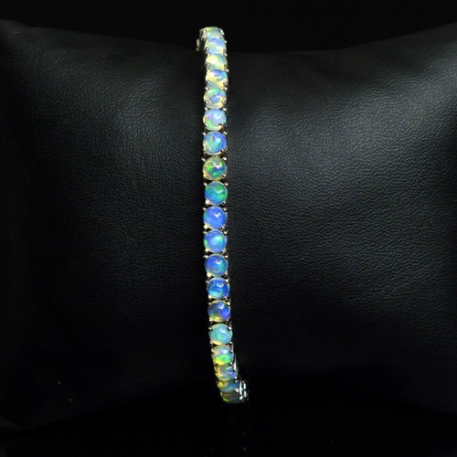 925 Sterlingsilber 4 mm Rund Natur Äthiopischer Opal Edelstein Tennis - Bild 7 von 7