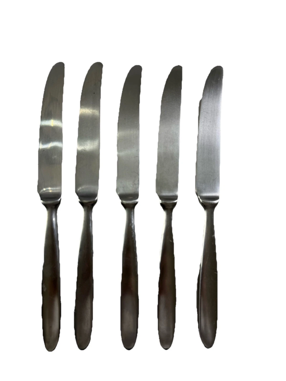 Set Of 5 Cambridge Townhouse Satin Dinner Knives Stainless Steel Serrated Edge