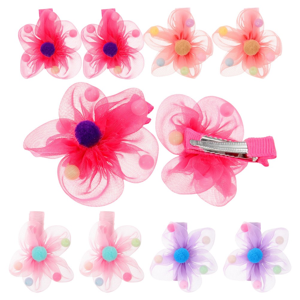 10PCS Man-made Pearl Hair Flowers Hair Clips Hair Accessory for Baby Girls Kids image 5