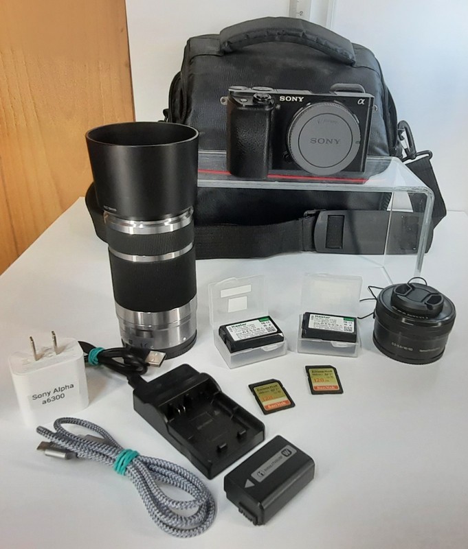 Sony Alpha A6300 Mirrorless Camera + 16‑50mm & 55‑210mm Lens Kit + Extras