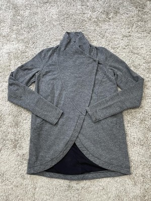 Lululemon Jacket Womens 6 Heathered Gray Wrap Asymmetrical Snap Funnel Neck