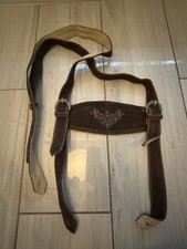 Brown leather suspenders for shorts. Bavarian leather shorts Shorts  Oktoberfest