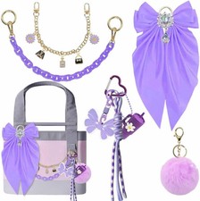 Purple Tote Bag Decor Kit, Bow Charms for YETI Camino Gift 8PCS Set with Bow,