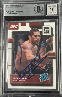 Alex Pereira Signed 2023 Donruss Optic RR RC #108 BAS Autograph Grade 10