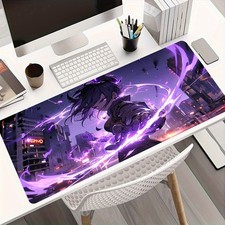 40 90cm1pc Large Anime Cyberpunk Neon Glow Gaming Mouse Pad with Electric Purple