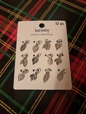 12 Pc Leaf Charms Silver Brand New For Crafts Jewelry Making