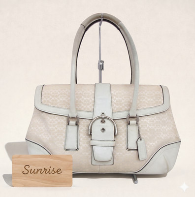 COACH Soho Mini Signature Tote Bag White Signature Canvas Leather Handbag