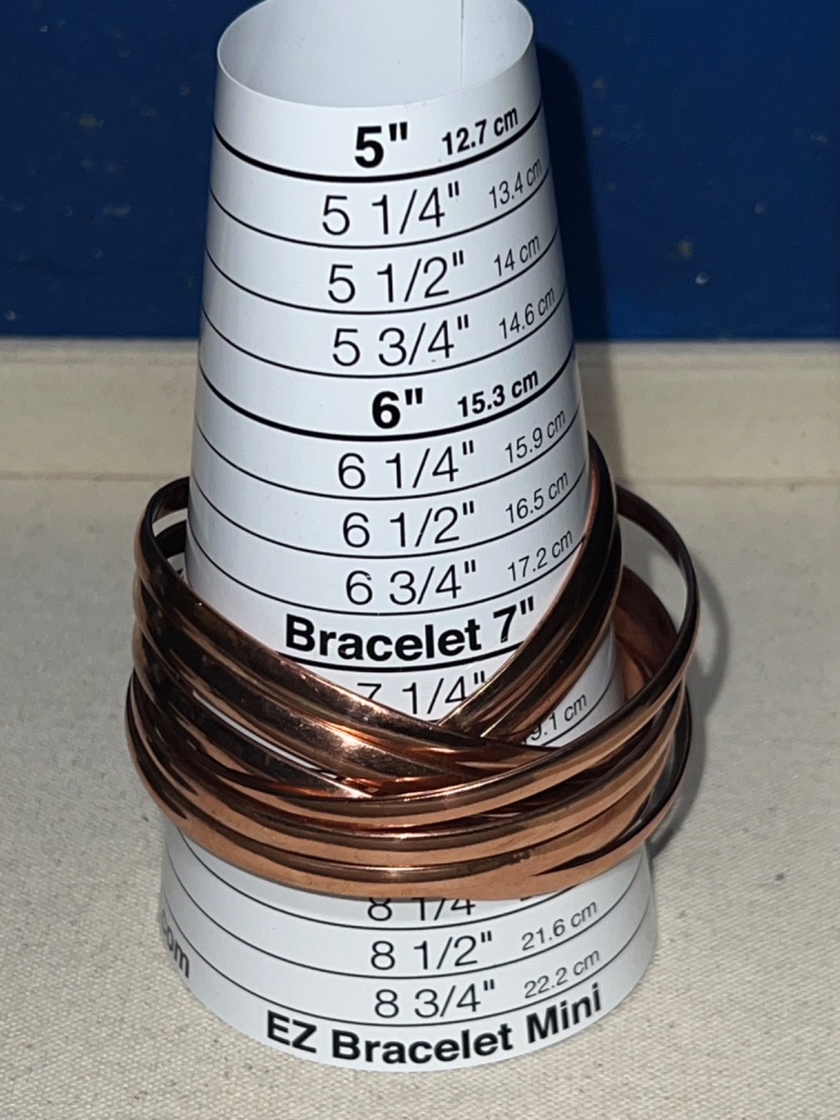 Nine Interlocking Solid Copper Bangle Bracelets - image 2