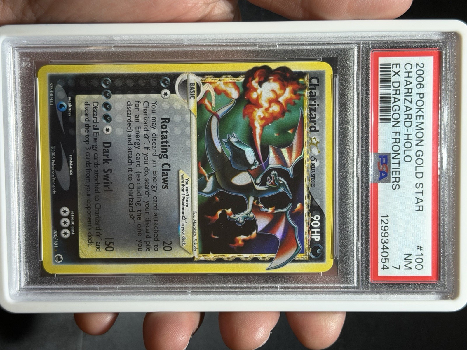 Charizard Gold Star 100/101 EX Dragon Frontiers Holo Delta Species PSA 7 view 5