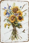 Metal Signs Farmhouse Wildflower Vintage Metal Tin Sign for Home Office Kitchen
