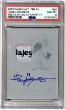 2019 National Treasures Plate GAME USED 1/1 Roger Clemens Auto PSA 8 GS1