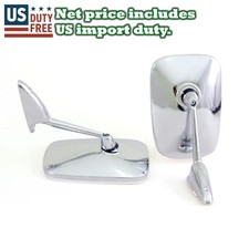 New Universal Square Chrome Door Fender Mirrors Pair Left And Right Side 2pieces New Universal Square Chrome Door Fender Mirrors Pair Left And Right Side 2pieces