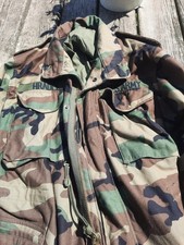 VTG 80s US Army M65 Field Jacket Mens Size L Short Woodland Camo Cold Weather