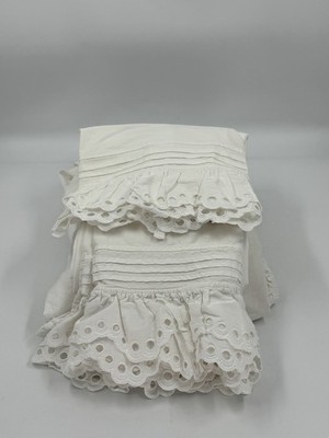 POTTERY BARN TEEN LoveShackFancy Eyelet Ruffle Sheet Set, Twin / XL