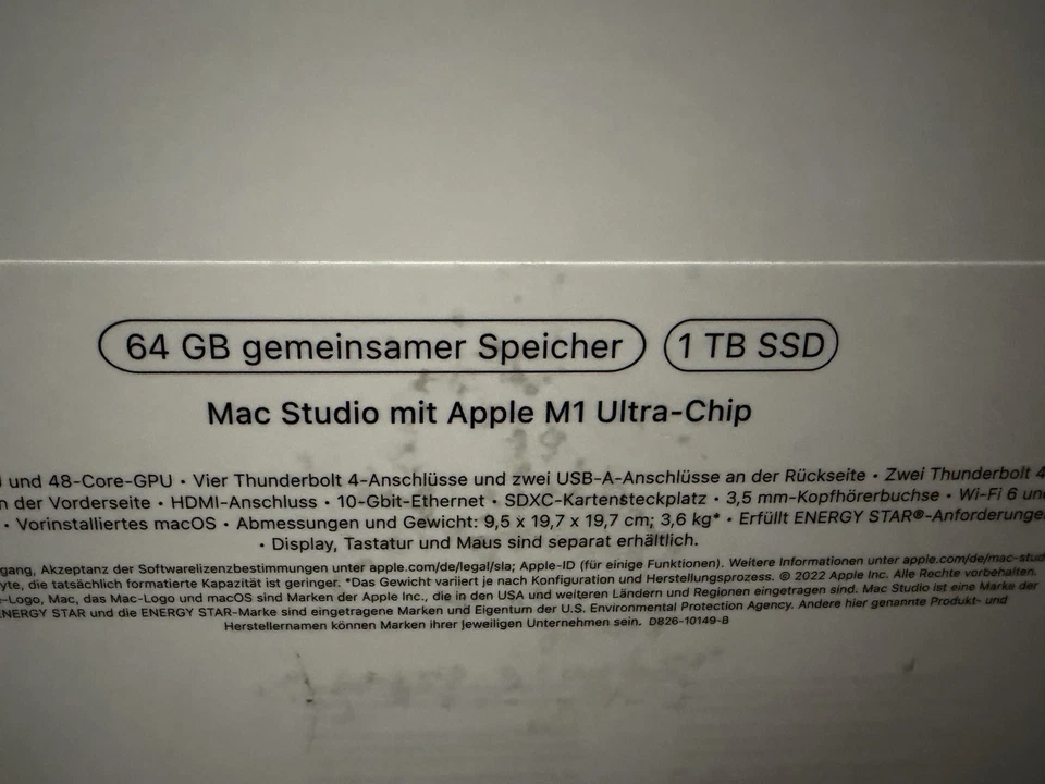 Apple Mac Studio M1 Ultra 20-Core CPU 48-Core GPU 2022 1TB SSD 64GB RAM 