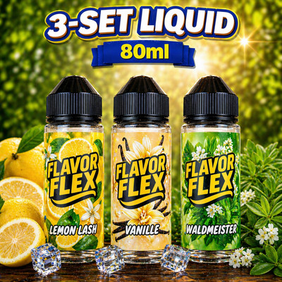 Set 3x Flavor Flex 80ml set Lemon Lash, Vanille, Waldmeister 260ml Liquid