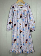 EUC Disney Frozen Size 8 Princess Flannel Long Nightgown Pajamas Elsa Anna