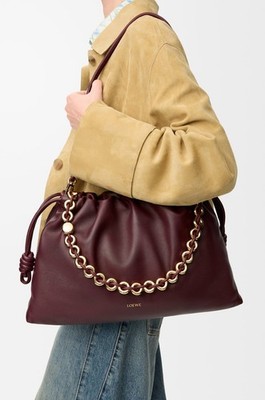 Authentic Loewe Flamenco Bag Large Burgundy Brand New W/Tags Retails $4,700 