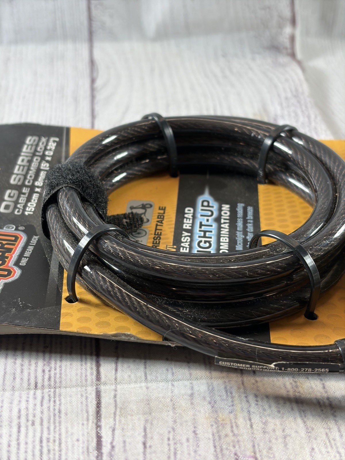 OnGuard OG Series Cable Combo Lock -New In Package -Light Up Bike Lock