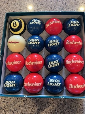 Aramith Anheuser Busch Budweiser Bud Light Beer Billiard Pool Table Balls Set