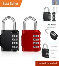 Wetterfestes Zahlen-Vorhängeschloss für Fitnessstudio Spinde, Tore & Schuppen - schwarz & rot