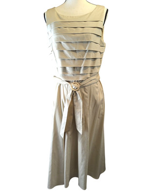 Jones New York Women size 12 Cotton Box Pleat A-line Dress Elegant Soft Zip 
