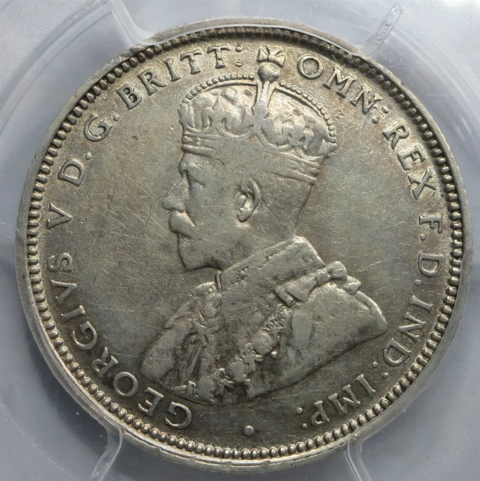 AUSTRALIA 1 Shilling 1911 PCGS XF 40 Scarce Silver George V Britain Emu Graded - Image 2 of 4
