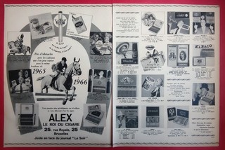 Publicité presse Belge Objet du Fumeur Chez ALEX Roi du Cigare à BRUXELLES 1965