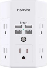 5 Outlet Extender Surge Protector Multi Plug Wall Adapter USB Charger Ports with