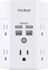 5 Outlet Extender Surge Protector Multi Plug Wall Adapter USB Charger Ports with