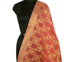 Dark Pink Banarasi Dupatta Floral Woven Zari Brocade Indian Long Stole Wrap Shaw