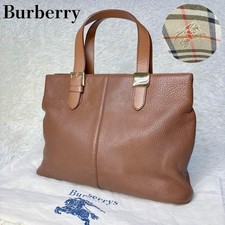 BURBERRYS Tote bag Nova Check Leather Brown Vintage Authentic From Japan