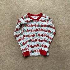 HANNA ANDSRSSON KIDS 140 10 LONG SLEEVED PAJAMA TOP, HOLIDAY, TREES, HOUSES