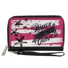 PU Zip Around Wallet Rectangle Birds of Prey HARLEY QUINN Text/Diamo (US IMPORT)