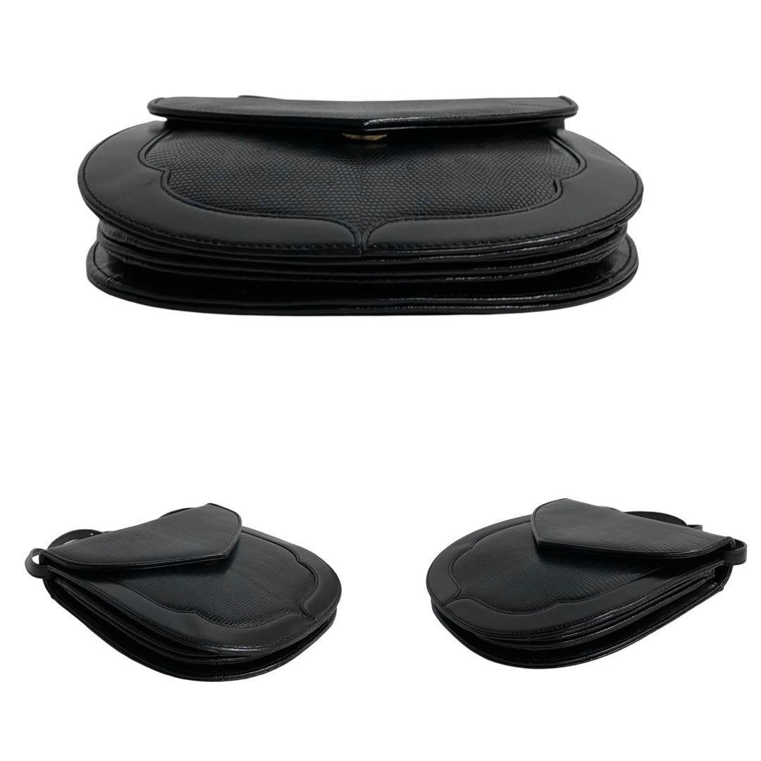 Borsa a tracolla Ysl Yves Saint Laurent in pelle di lucertola nera borsa a mano con logo di design