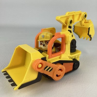 Paw Patrol Rubble & Crew Pup Action Figure Bulldozer Construction Bucket Vehicle