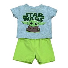 Star Wars Baby Yoda Shirt Shorts Set Boys 12M Mandalorian Outfit Disney Grogu