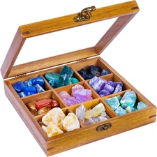 Rock Display Case - 8" X 8" Rock Collection Box for Kids & Adults - Crystal Hold