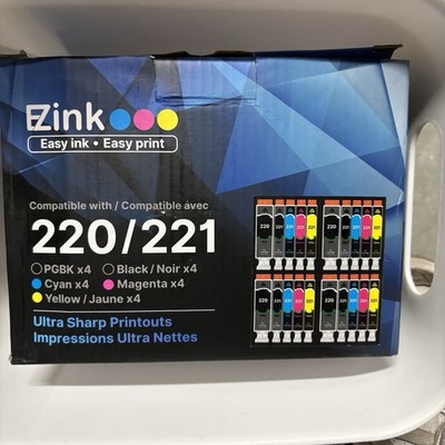 Canon 220 221 Compatible Ink Cartridges Lot 17 Total PGI-220 CLI-221 CMYK AS IS