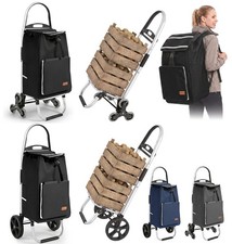 XXL Einkaufstrolley Treppensteiger mit Rucksack, Einkaufsroller mit K&uuml;hlfach