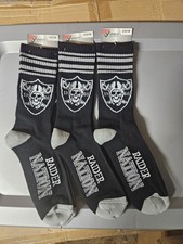 3 Pairs Of Las Vegas Raiders 4 Stripe Deuce Crew Socks. 3 Pairs Of Las Vegas Raiders 4 Stripe Deuce Crew Socks.