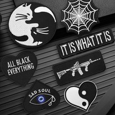 Black Punk Embroidery Sew On Iron On Patch Badge Fabric Applique Craft Transfer