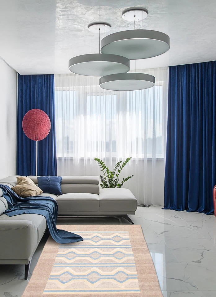 Vintage Geometric Kilim Area Rug 5'0" x 8'0" Traditional Wool Hand Woven Carpet - Image 2 of 4