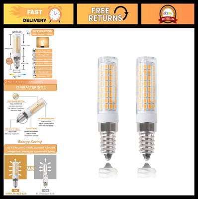 Pack of 2 Dimmable E14 LED Bulbs 7W Warm White 3000K, 75W Equivalent for Home Li